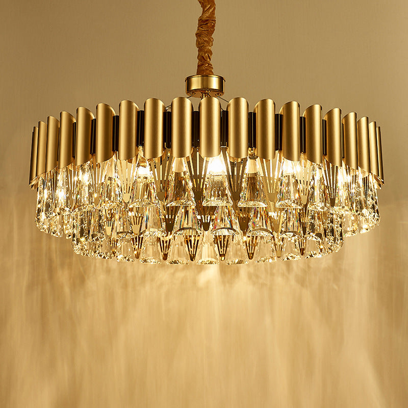 Marilyn Postmodern Nordic Round Gold Crystal Chandelier - Cueteks