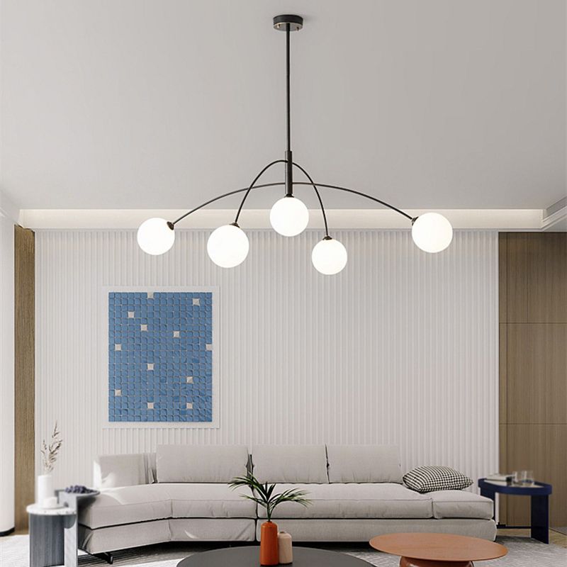 Valentina Pendant Light Globe Modern, Metal/Glass, Black/Gold, Bedroom - Cueteks