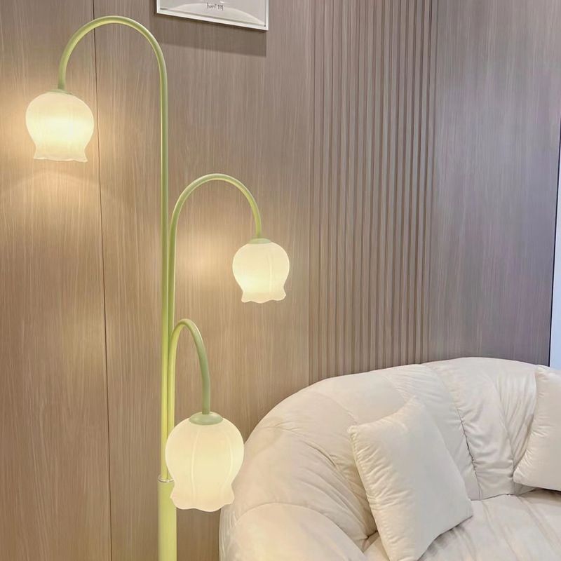 Lily Art Deco Dome Metal Glass Floor Lamp - Cueteks