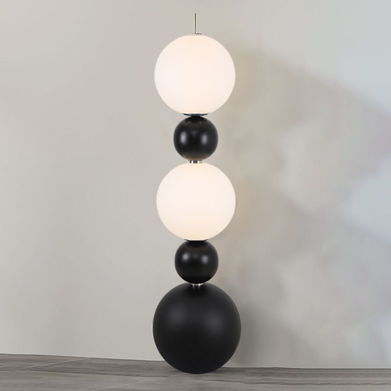 Valentina Modern Ball-shaped Resin Glass Floor Lamp,Black /White - Cueteks