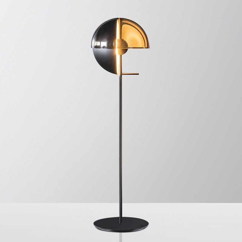 Salgado Modern Geometric Metal Glass Floor Lamp, Black/Amber - Cueteks