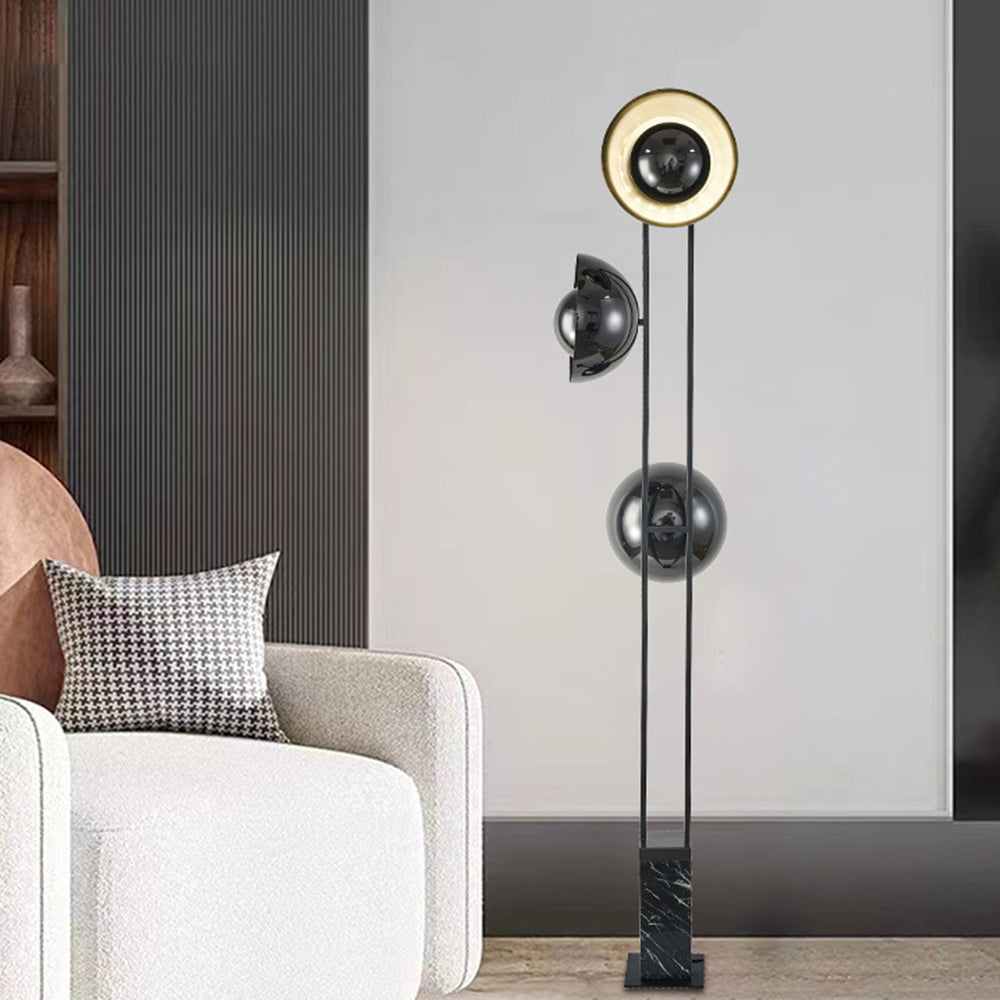 Salgado Modern Minimalist Tri-head Floor Lamp, Metal & Marble - Cueteks