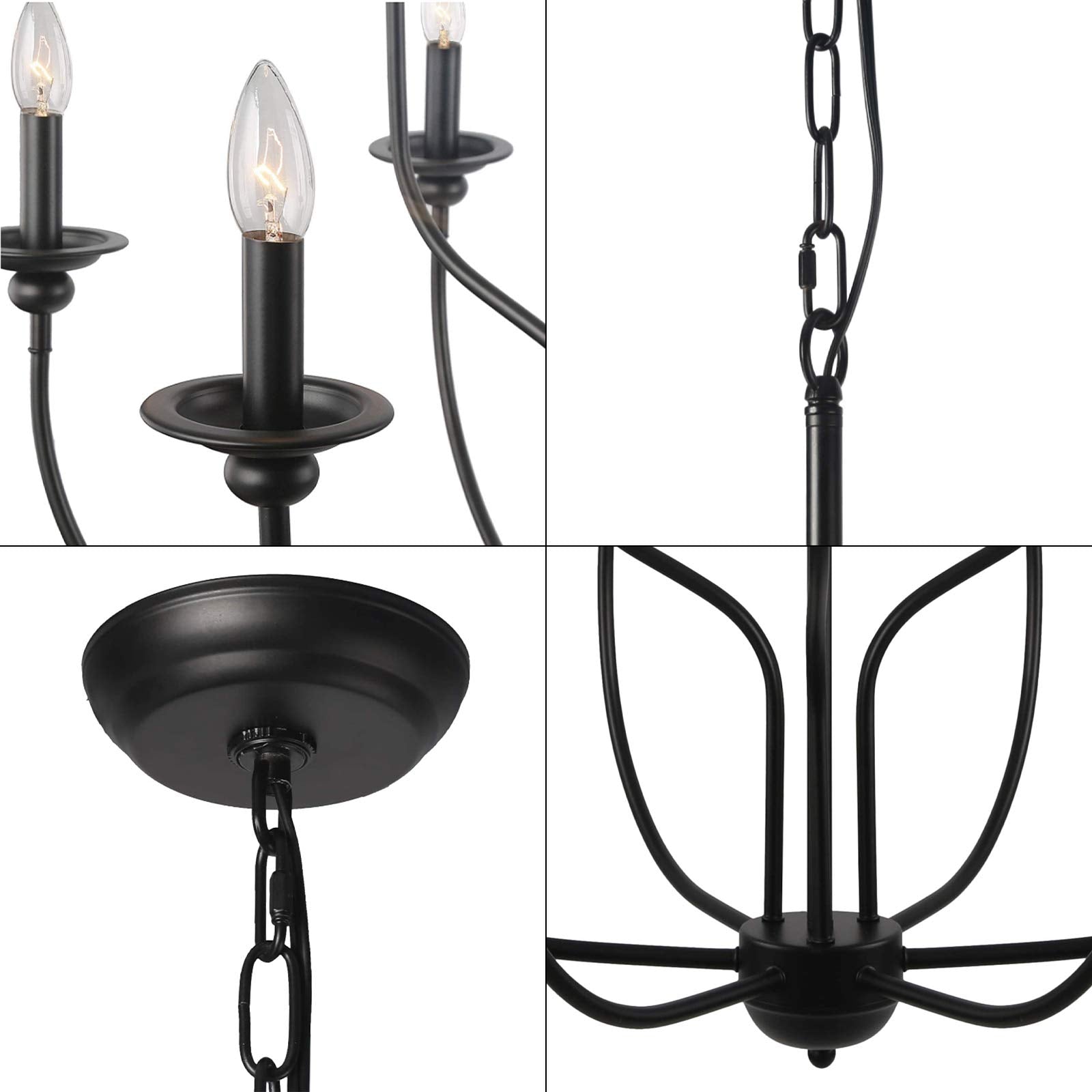 Silva Modern LED Chandelier Black Metal Bedroom Living Room - Cueteks