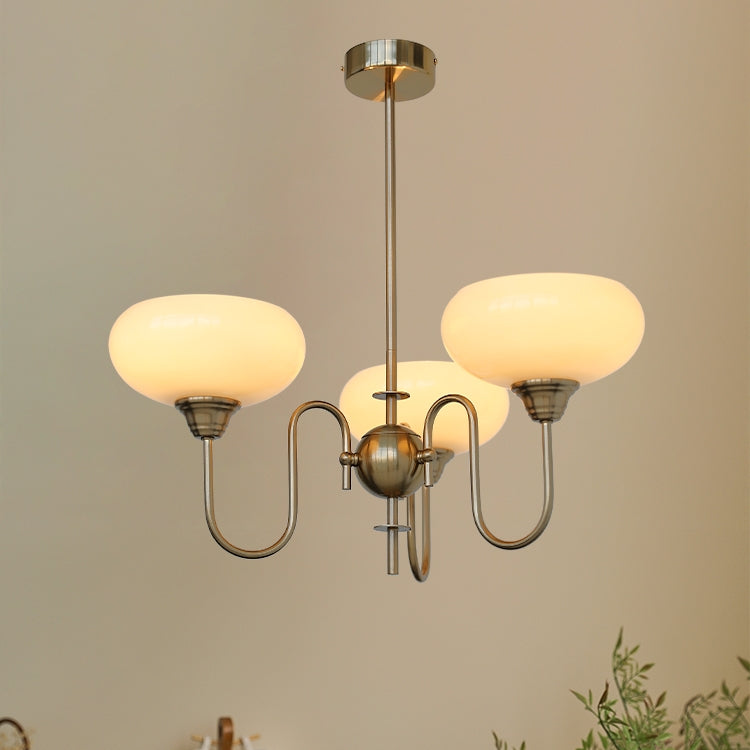 Morandi Modern Kitchen Island Bubble Globe Glass Chandelier, White/Beige - Cueteks