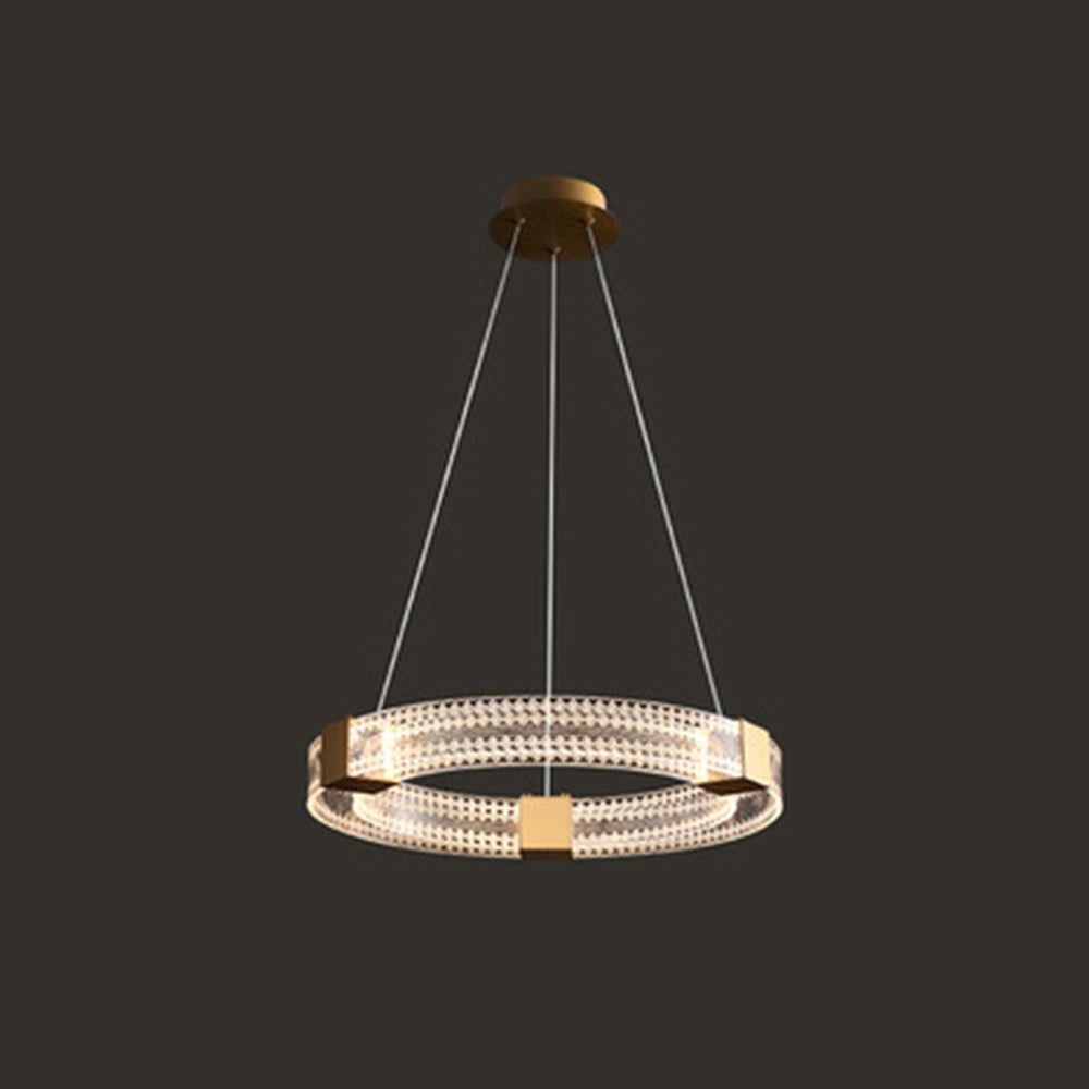Evette Modern Round/Oval Acrylic/Metal Pendant Light, Gold - Cueteks