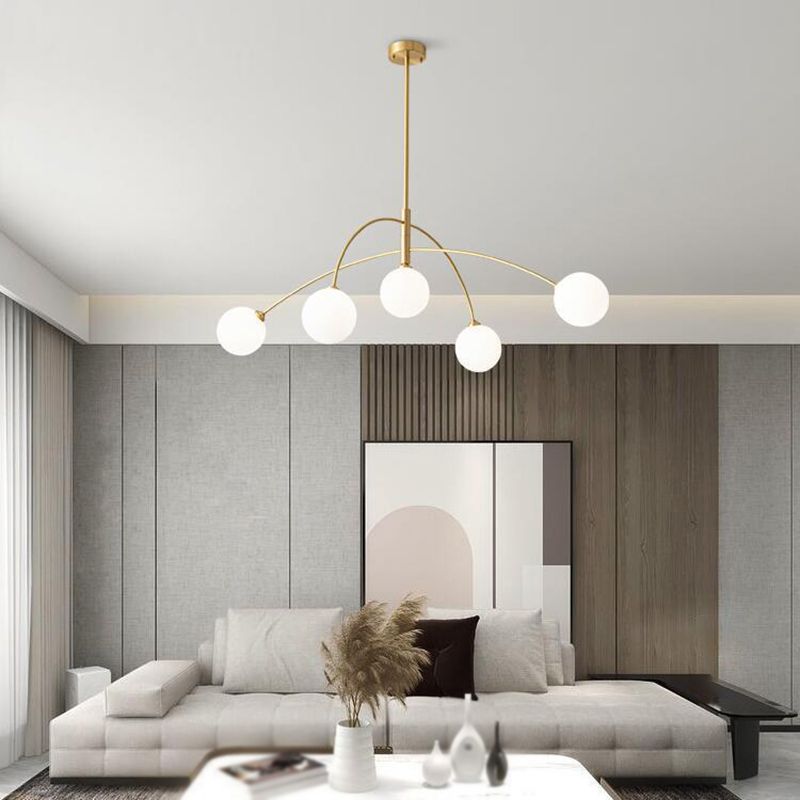 Valentina Pendant Light Globe Modern, Metal/Glass, Black/Gold, Bedroom - Cueteks