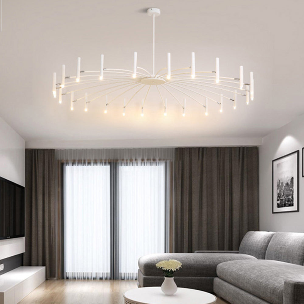 Evette Modern Blown Linear Metal Chandelier, White/Black - Cueteks