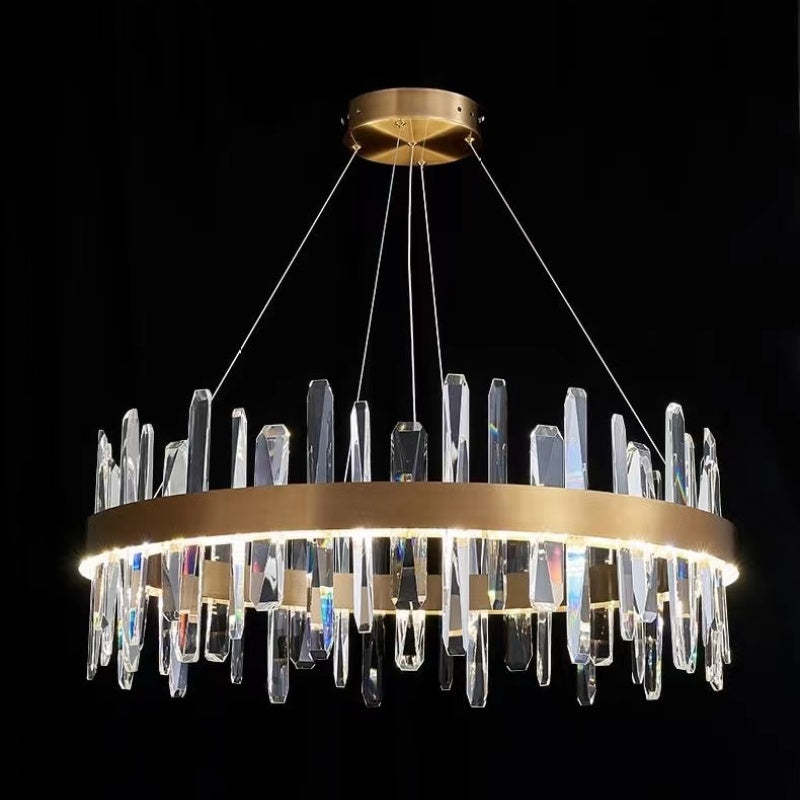 Marylin Modern Crystal Ring Chandelier, Stainless Steel & Crystal - Cueteks