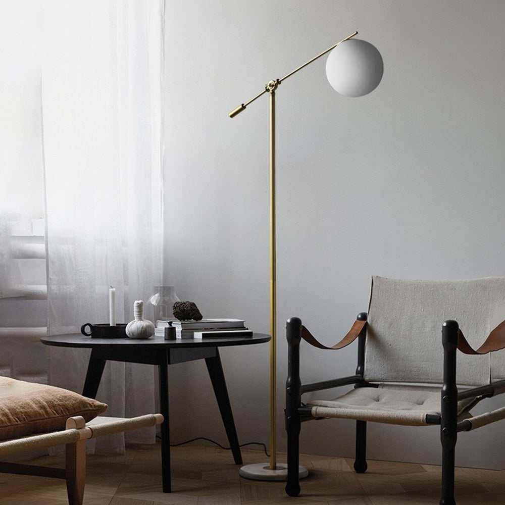 Valentina Arc Floor Lamp, Frosted Glass & Metal - Cueteks