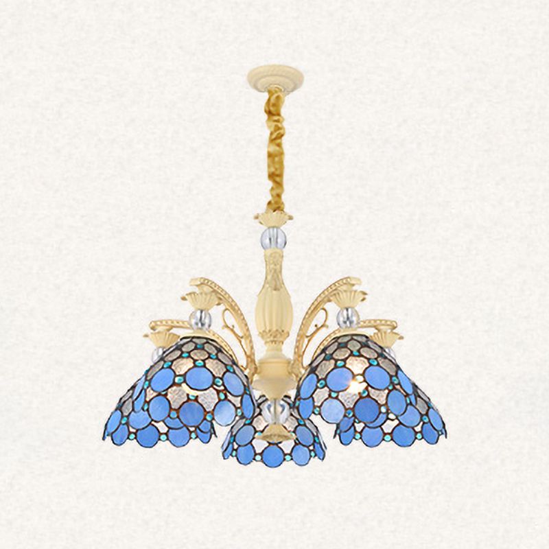 Alessio Mediterranean Branch Glass/Metal Chandelier, Blue - Cueteks