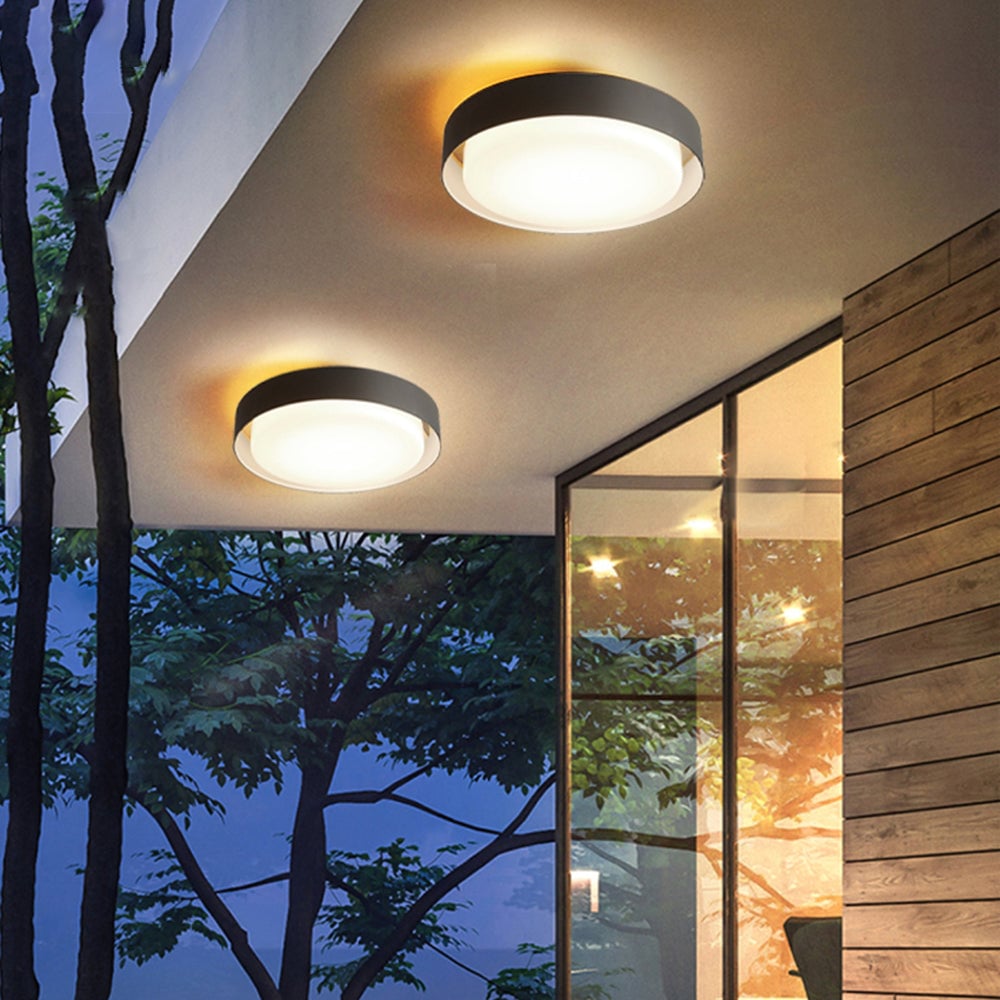 Orr Modern Round Flush Mount Ceiling Light, Metal/Acrylic, White/Black - Cueteks