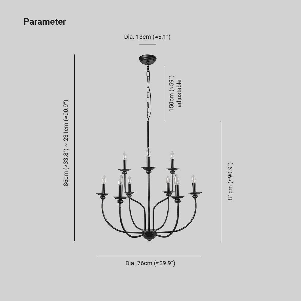 Silva Modern LED Chandelier Black Metal Bedroom Living Room - Cueteks