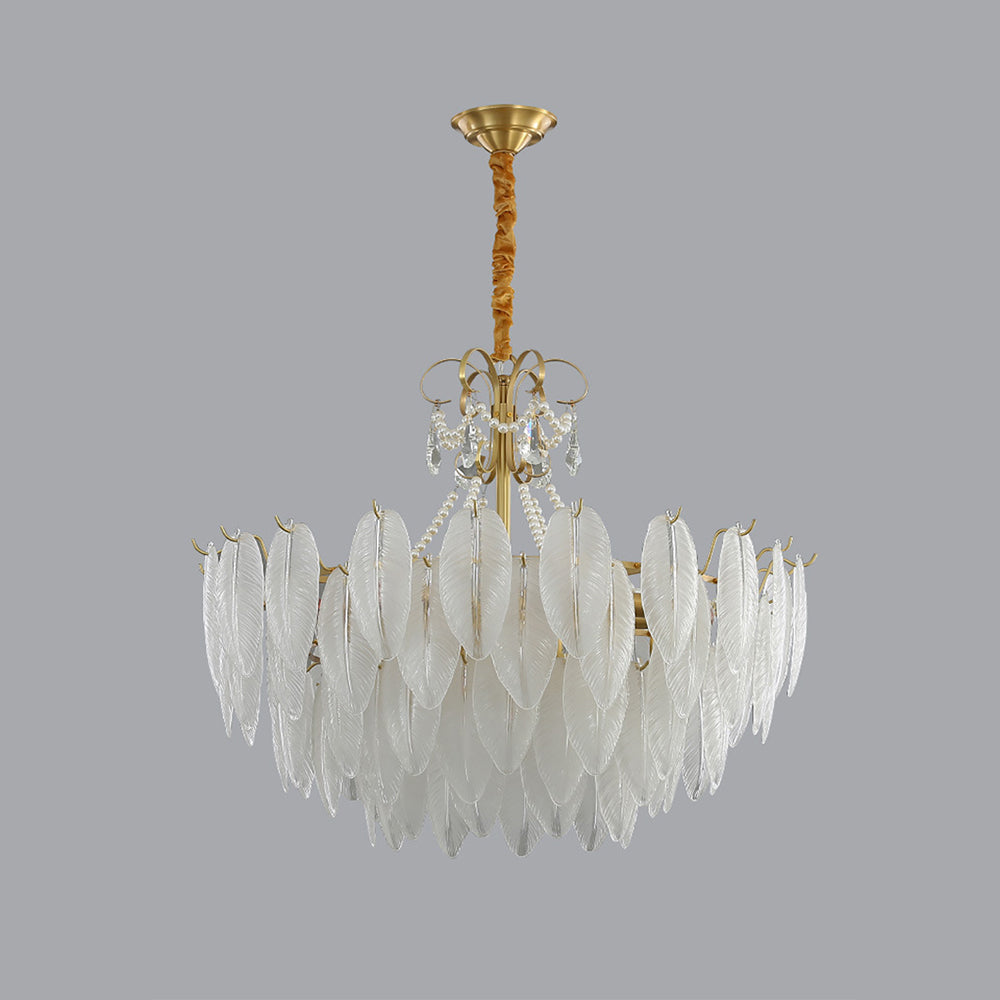 Kirsten Elegant Pearl/Glass/Metal Chandelier, White - Cueteks