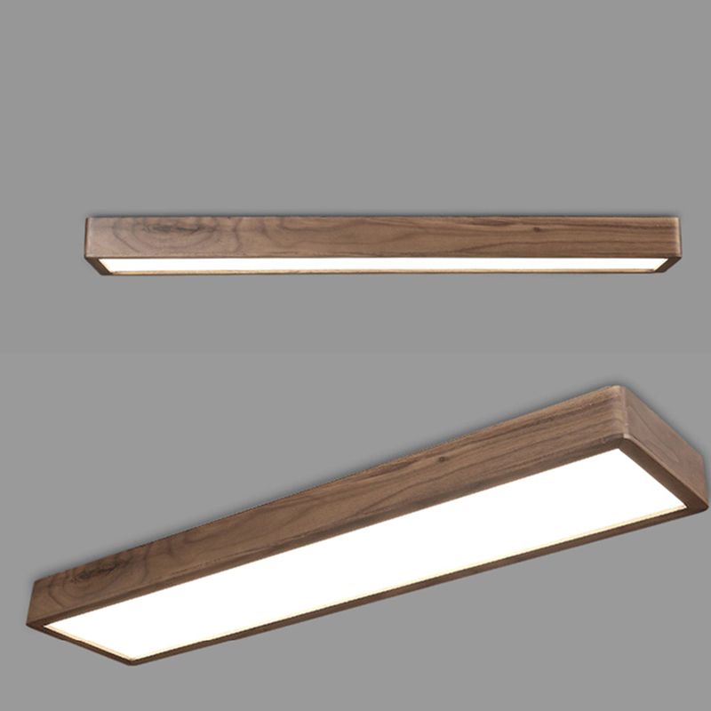 Front and angled views of Ozawa rectangular wood-frame light