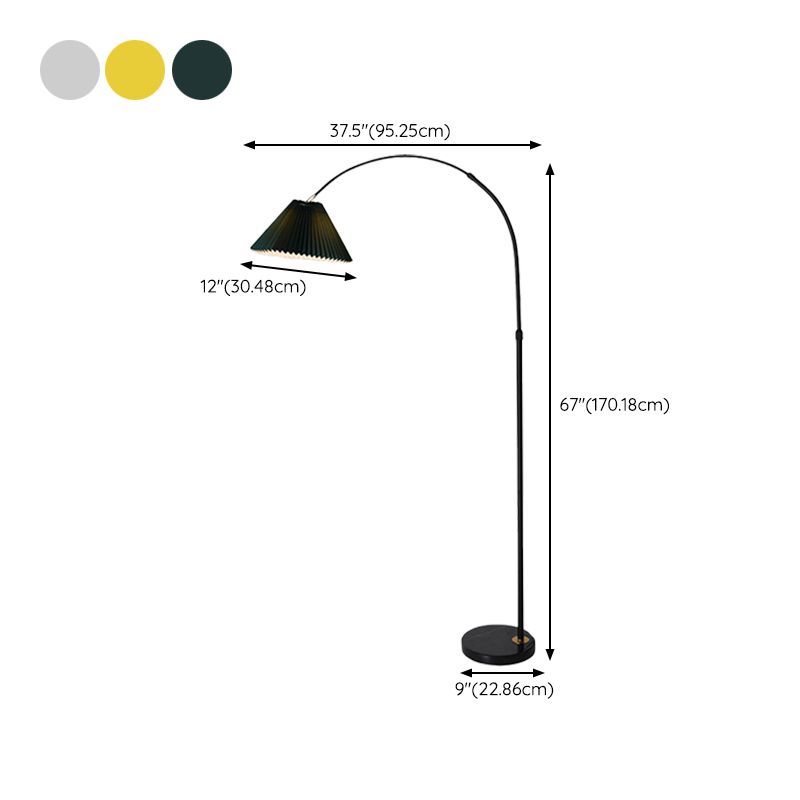 Eryn Floor Lamp Pleated Arc Nordic/Modern, Metal/Fabric, Multi-color, Study - Cueteks