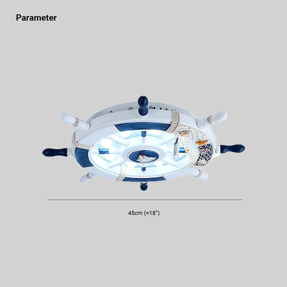 Quinn Modern Rudder Metal Flush Mount Ceiling Light White/Blue Bedroom - Cueteks