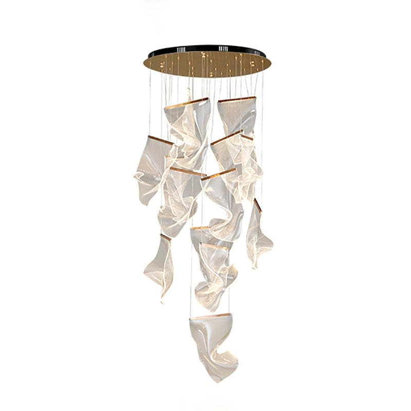 Marylin Artistic Acrylic Silk Chandelier, Gold - Cueteks