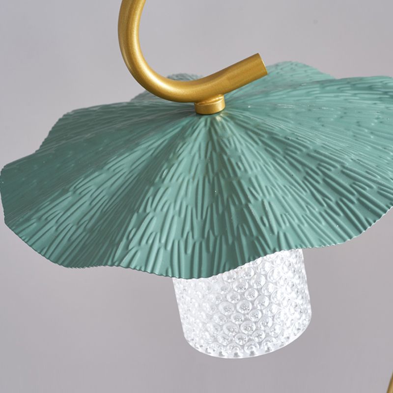 Carins Retro Lotus Metal Acrylic Floor Lamp, Gold/Green/Light - Cueteks