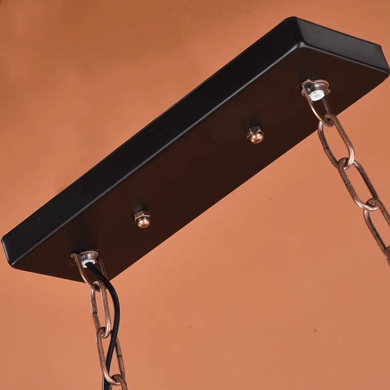 Close view of Austin rectangular ceiling canopy and two chain connections