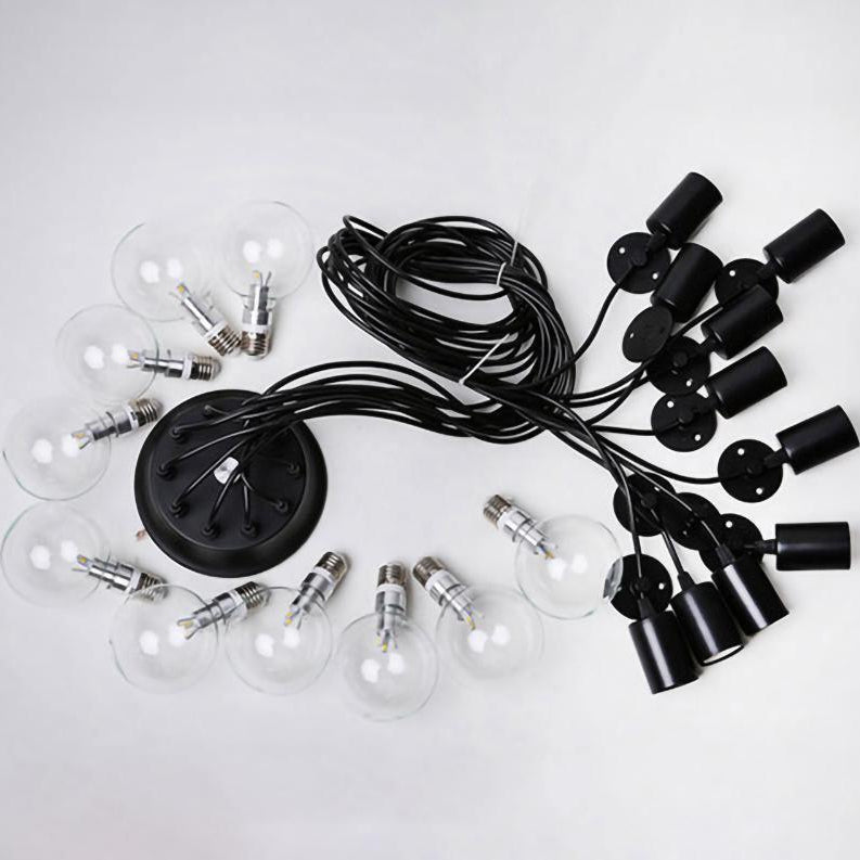 Alessio Retro Country LED Spider Chandelier, Black/White - Cueteks