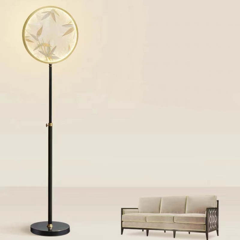 Jade Zen Artistic Circle Floor Lamp, Metal/Glass - Cueteks
