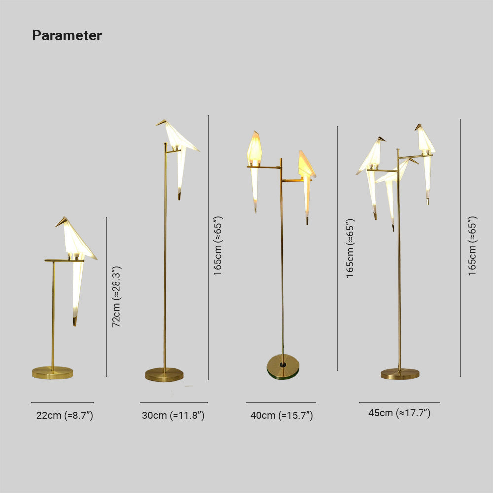 Clifford Nordic Bird Table /Floor Lamp, Gold, 1/2/3 Light - Cueteks