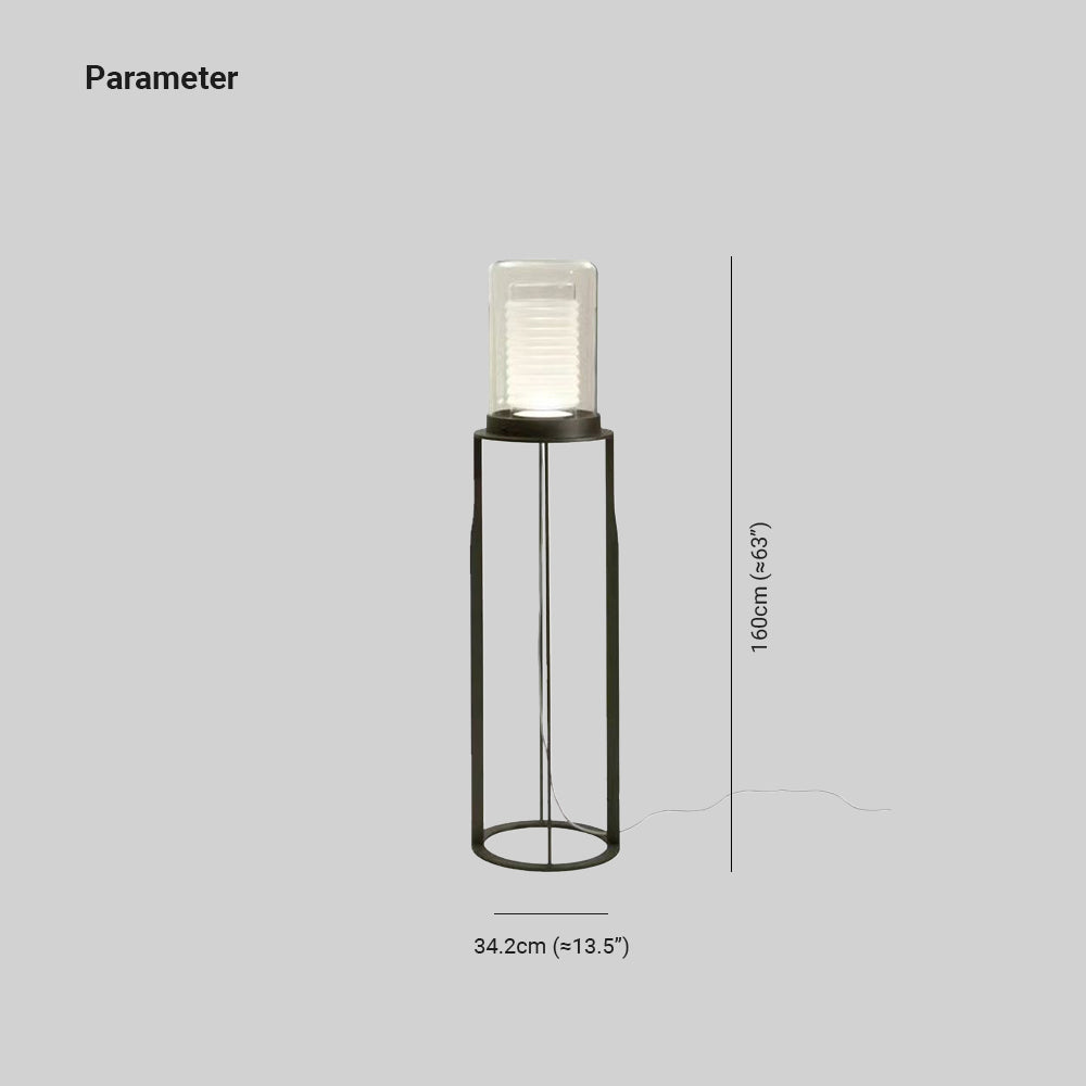 Eryn Simple Black Cylinder Floor Lamp, Metal & Glass - Cueteks
