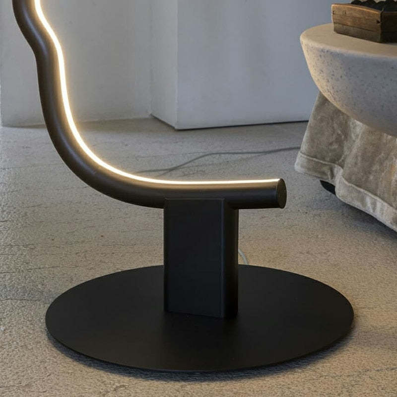 Edge Human Face Profile Modern Arc Floor Lamp, Black, Metal/Silicon - Cueteks