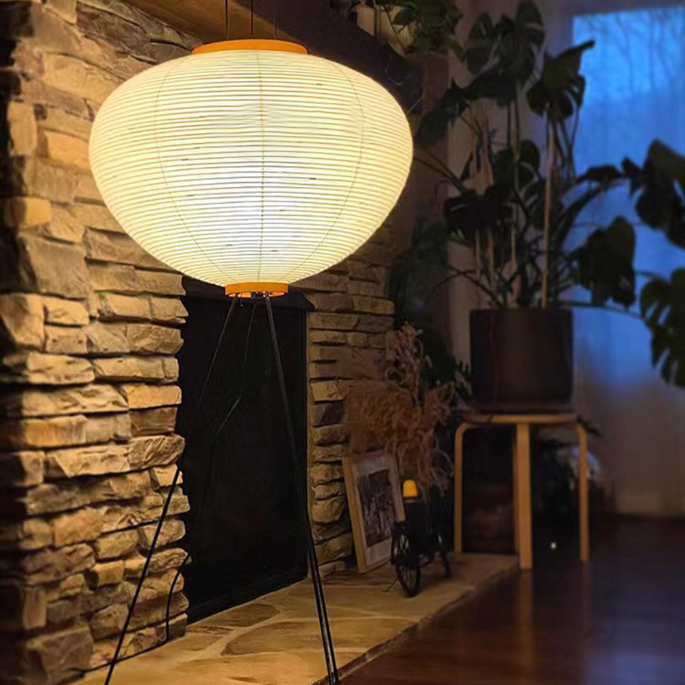Renée Minimalist Tripod Lantern Paper Floor Lamp White - Cueteks