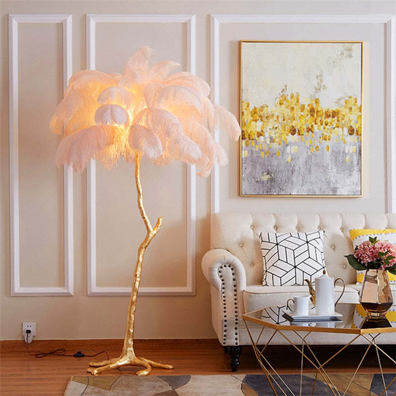 O'Moore Nordic Luxury Unique Ostrich Feather Floor Lamp/Table Lamp - Cueteks