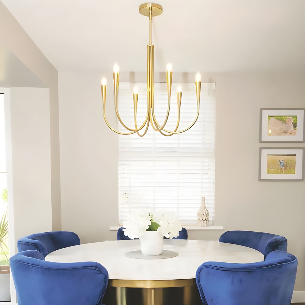 Hailie Modern Minimalist Chandelier Dinning Room, Black/Gold - Cueteks
