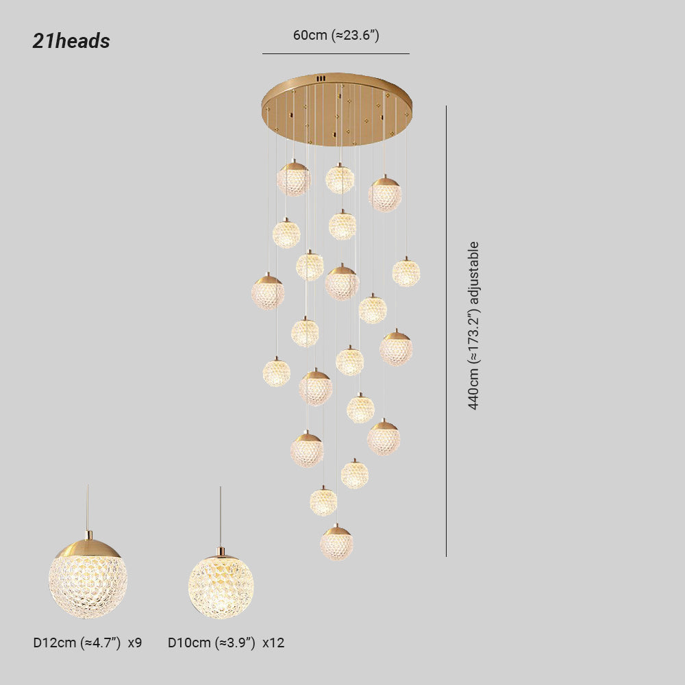 Jibril Multi Staircase Modern Art Deco Pendant Light, Gold - Cueteks