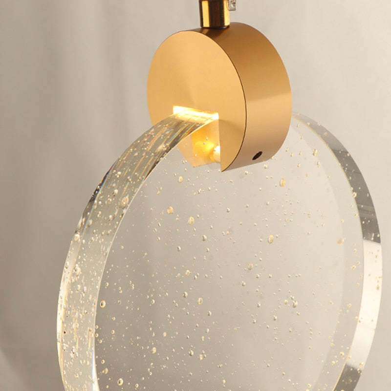 Kristy Minimalist Round  Metal/Crystal Chandelier, Gold - Cueteks