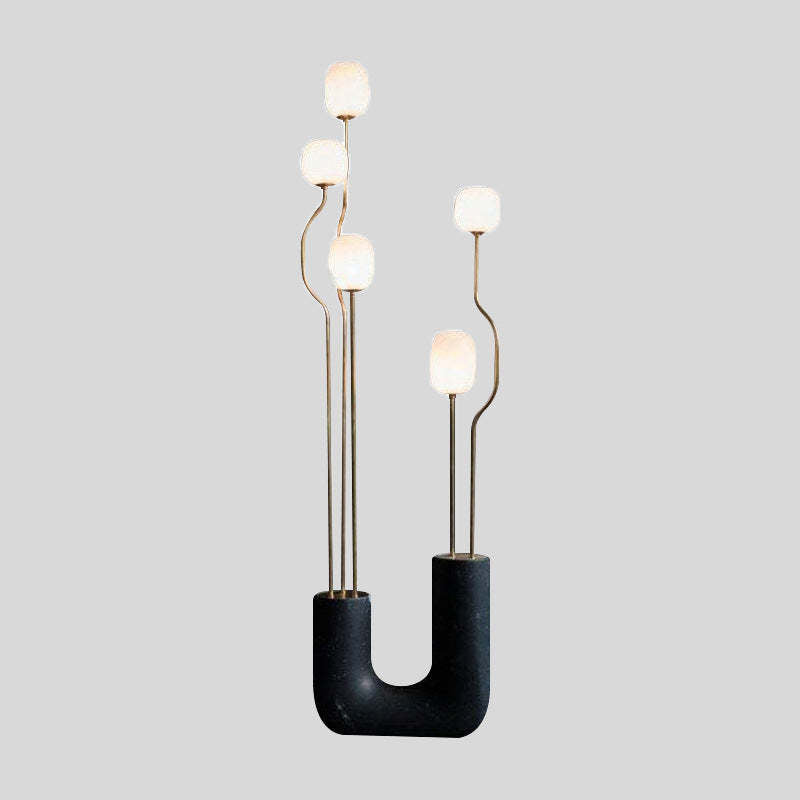 Russo Artistic Ball Glass Metal Floor Lamp, Black/White - Cueteks