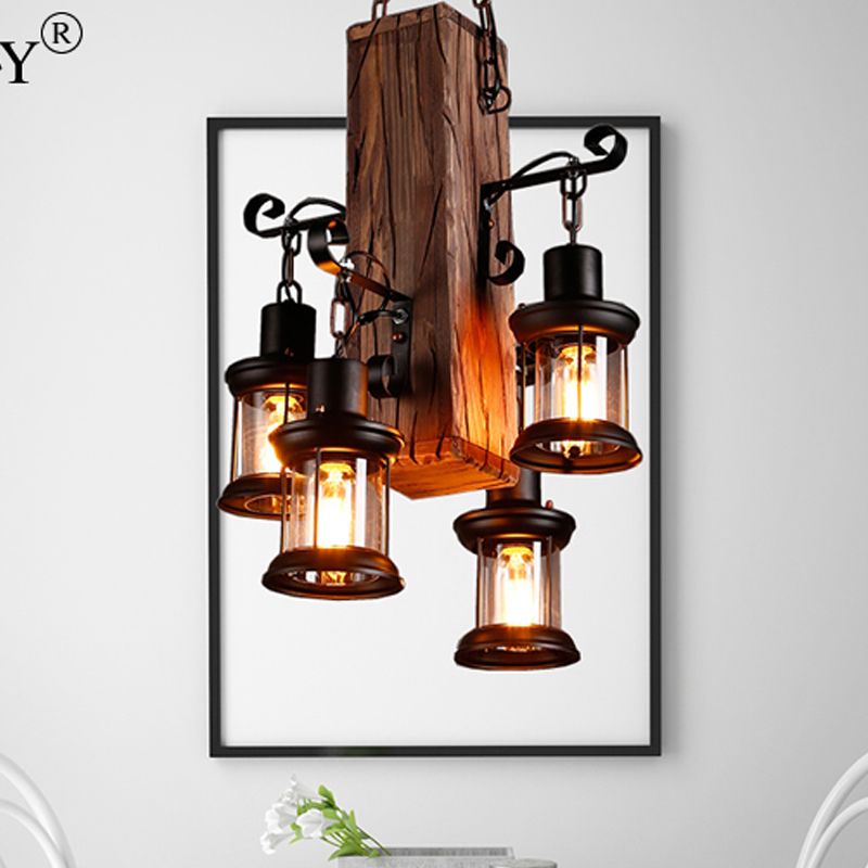 Austin Industrial Lantern Glass/Metal Pendant Light, Black - Cueteks