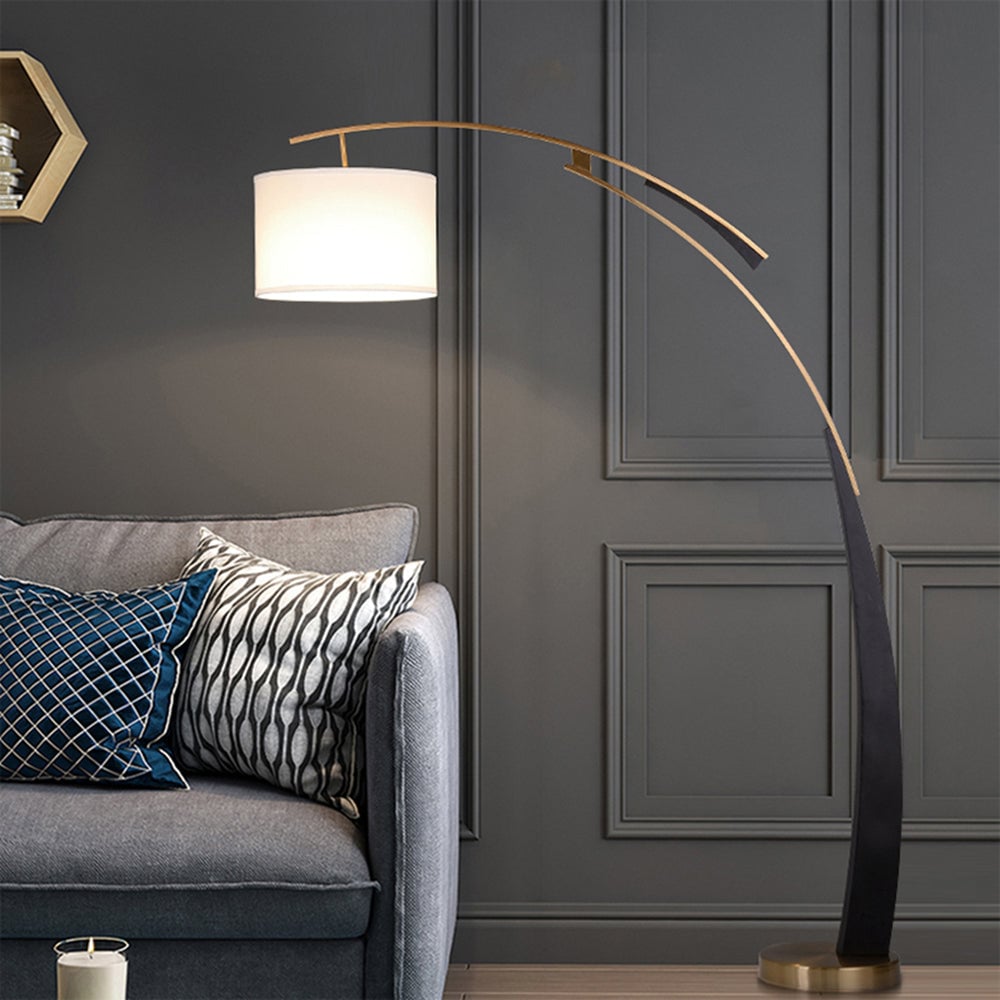 Salgado Floor Lamp 3 Color Temperature Switchable, Artificial Fabric/Metal - Cueteks