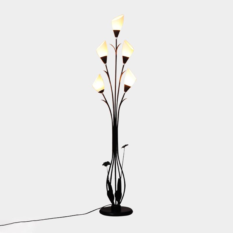Bella Flower Branching Black Floor Lamp, Living Room - Cueteks