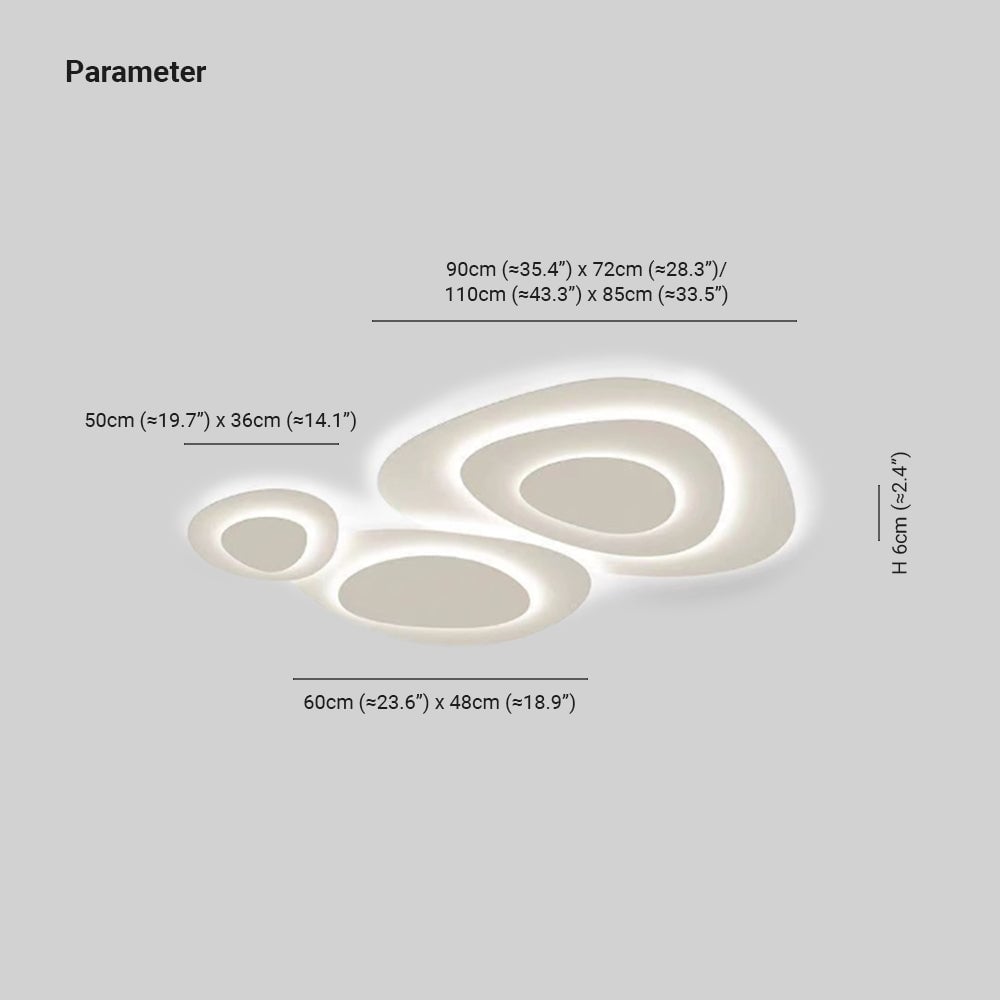 Valentina dimension drawing showing 50 × 36, 60 × 48, 90 × 72 and 110 × 85 cm footprints, with a 6 cm height.