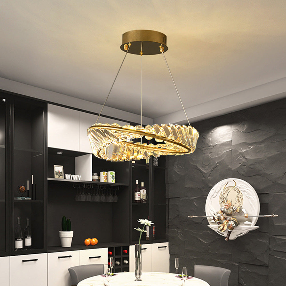 Kirsten Modern Luxury Round Metal/Glass Chandelier, Gold - Cueteks