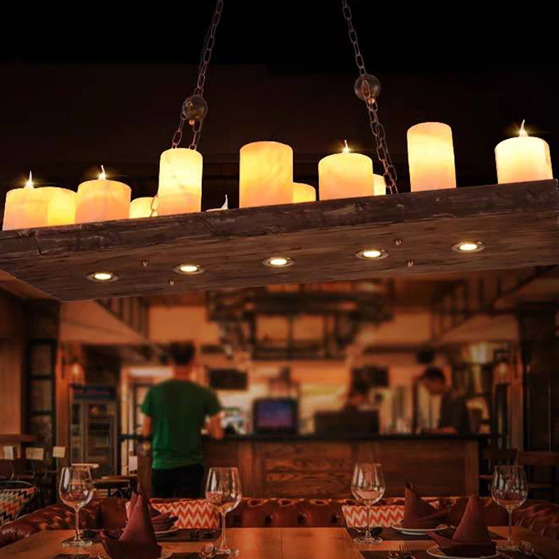 Austin Farmhouse Candle Metal/Glass/Wood Chandelier - Cueteks