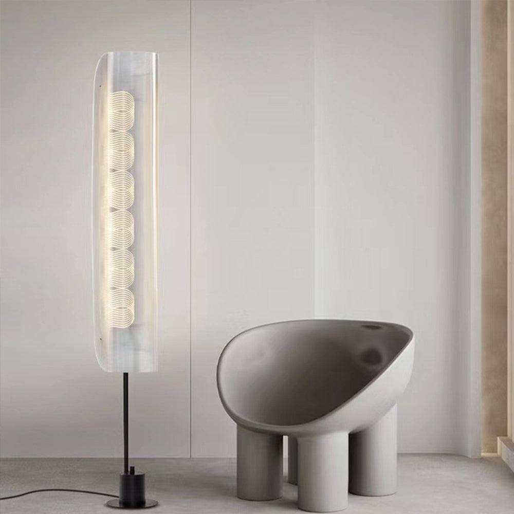 Salgado Nordic Minimalistic White Floor Lamp, Metal & Acrylic - Cueteks
