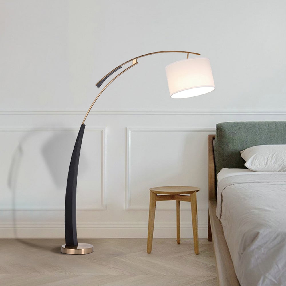 Salgado Floor Lamp 3 Color Temperature Switchable, Artificial Fabric/Metal - Cueteks