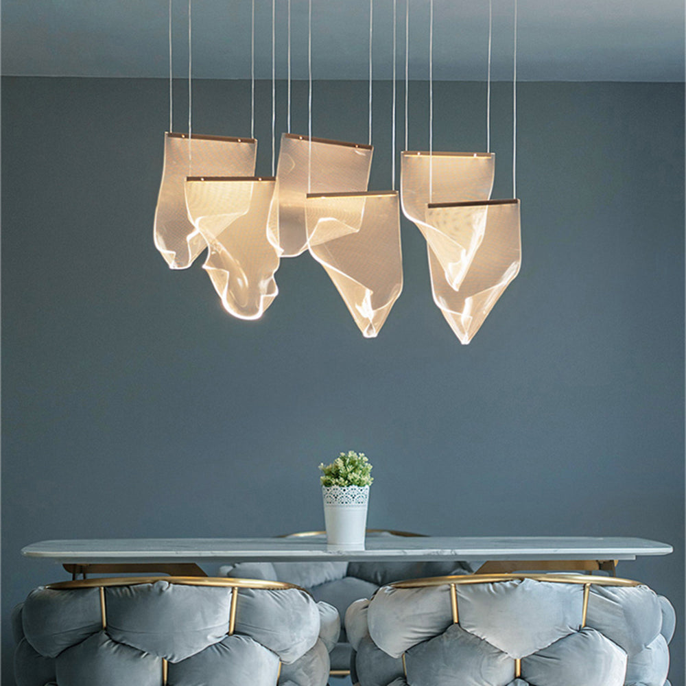 Marylin Artistic Acrylic Silk Chandelier, Gold - Cueteks