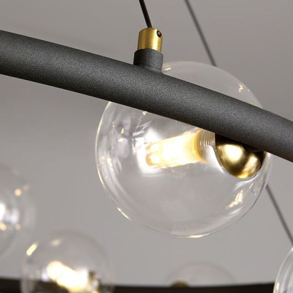 Valentina Modern Glass Globe Ring Chandelier, Gold/Black - Cueteks