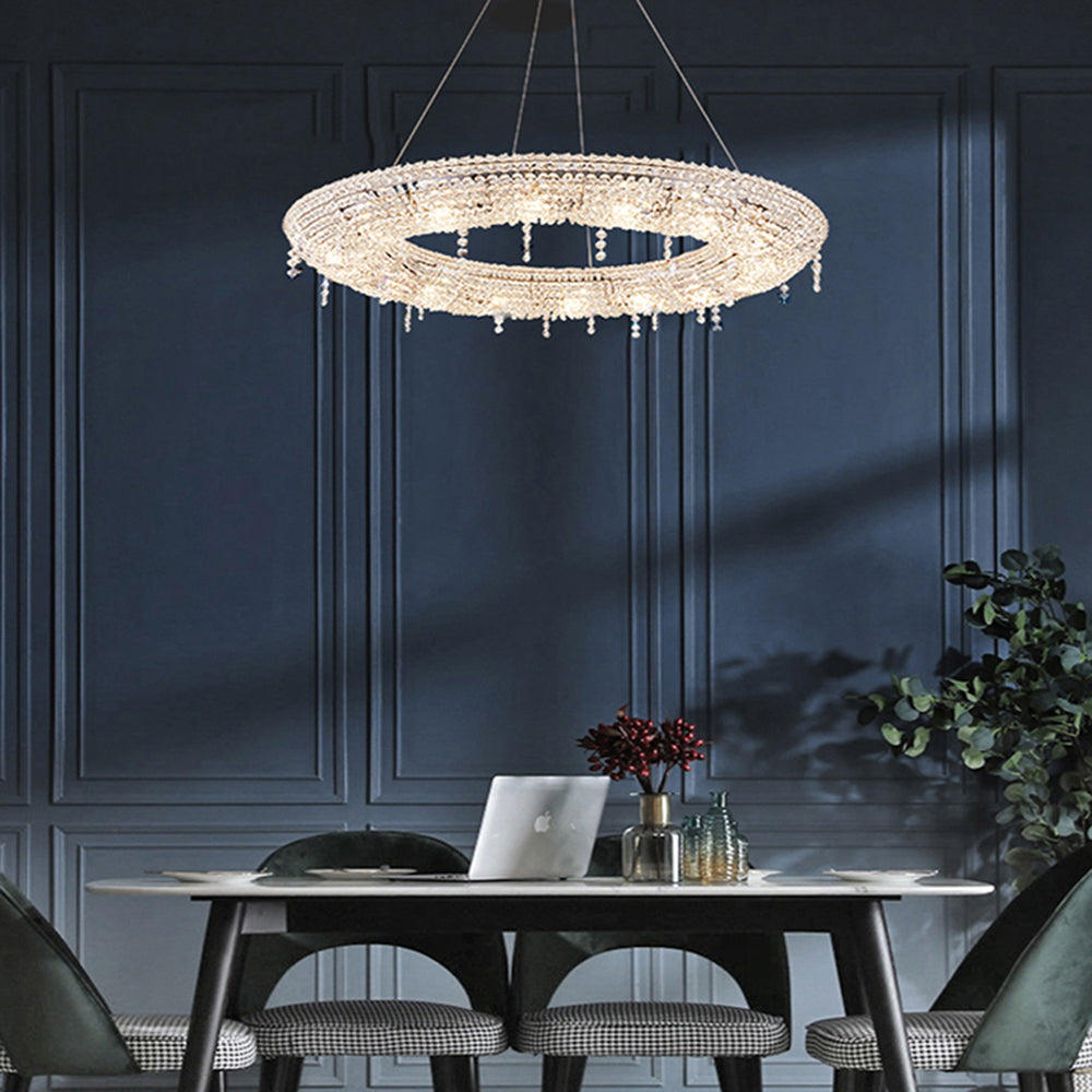 Kristy Luxury Round Crystal Pendant Light for Living Room/Dining Room - Cueteks