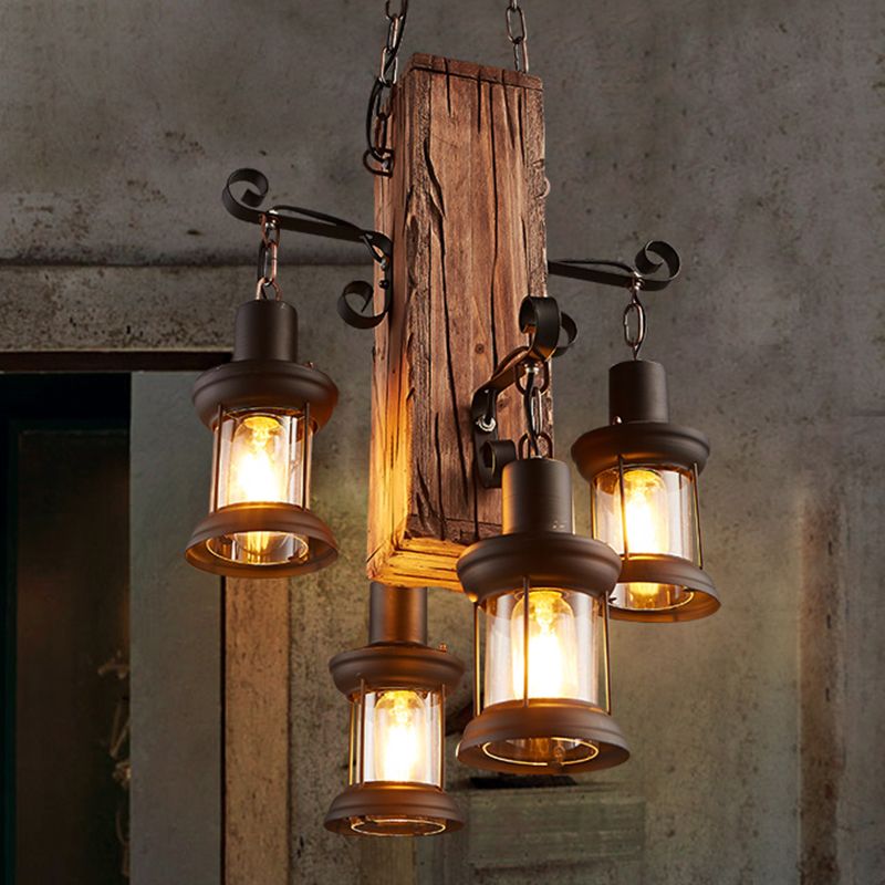 Austin Industrial Lantern Glass/Metal Pendant Light, Black - Cueteks