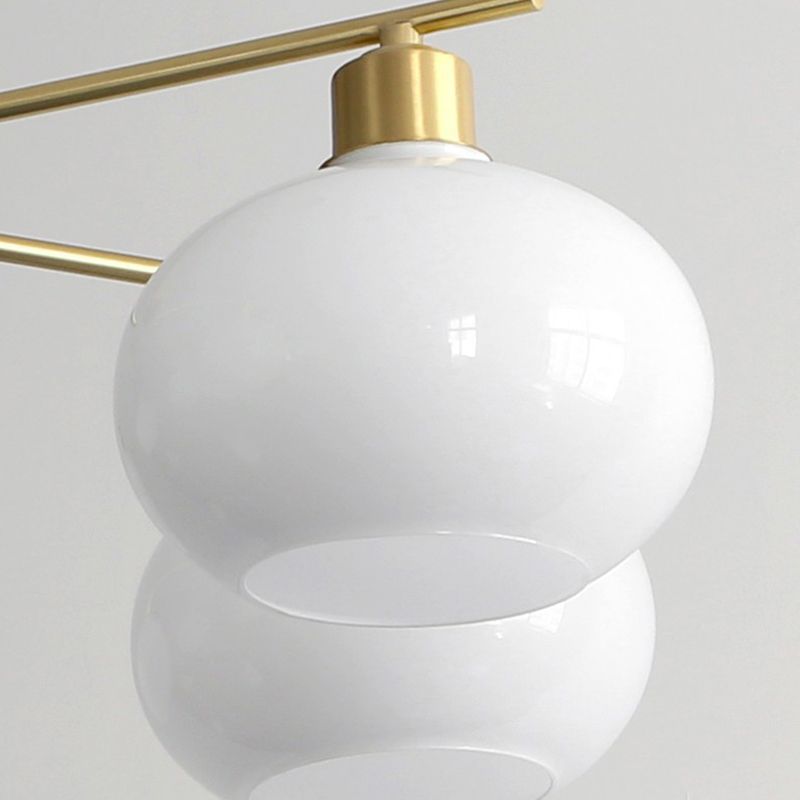 Valentina rounded white glass shades and circular lower openings close-up