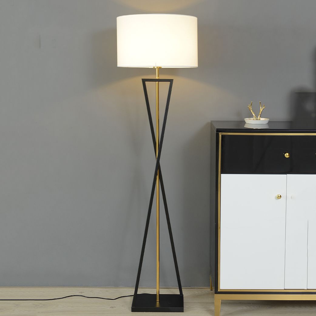 Eryn Retro Cylinder Tripod Metal  Fabric Multi Color Floor Lamp - Cueteks