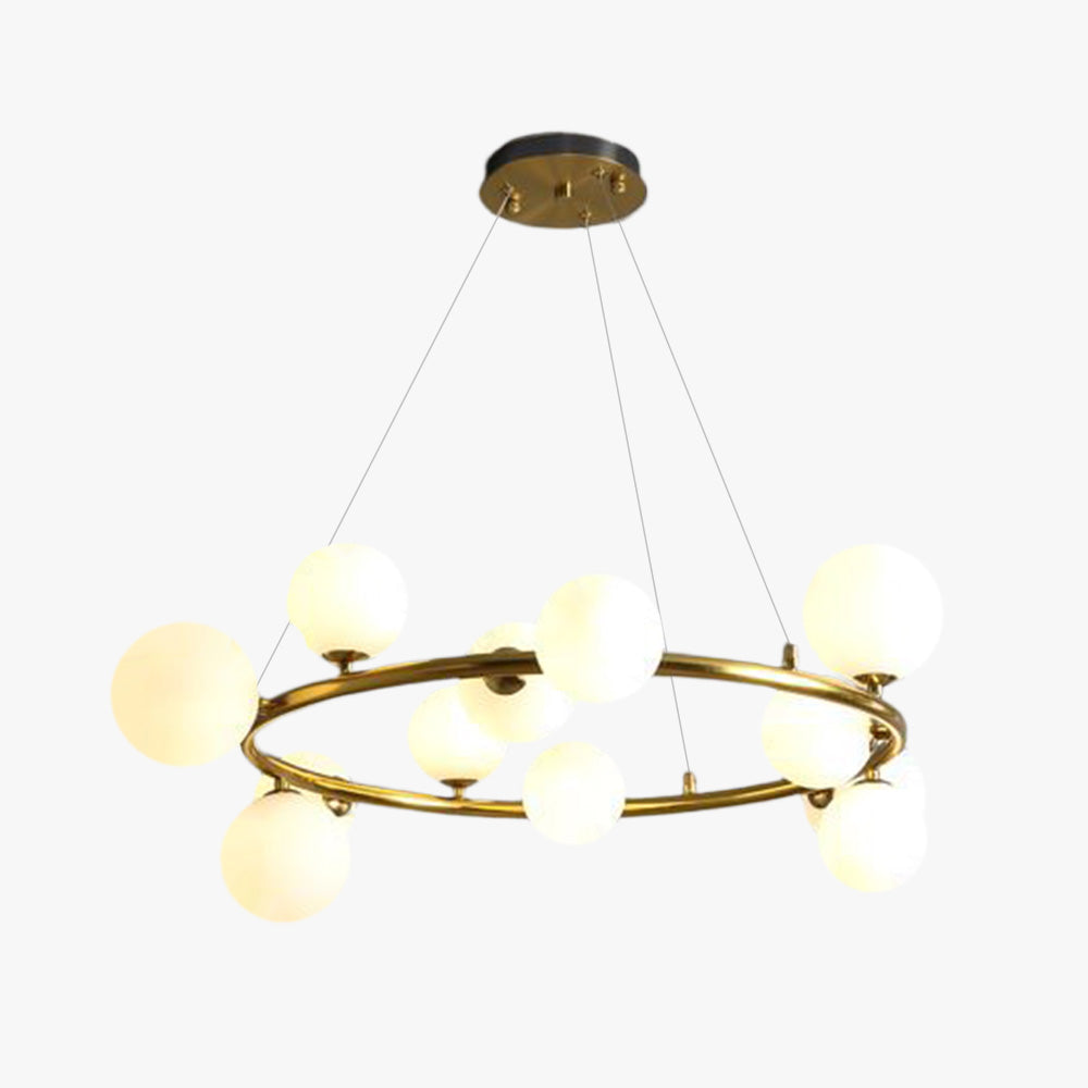 Valentina Modern Glass Globe Ring Chandelier, Gold/Black - Cueteks