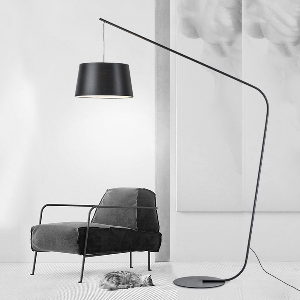 Salgado Black Floor Lamp 3 Color Temperature Switchable, Artificial Fabric & Metal - Cueteks